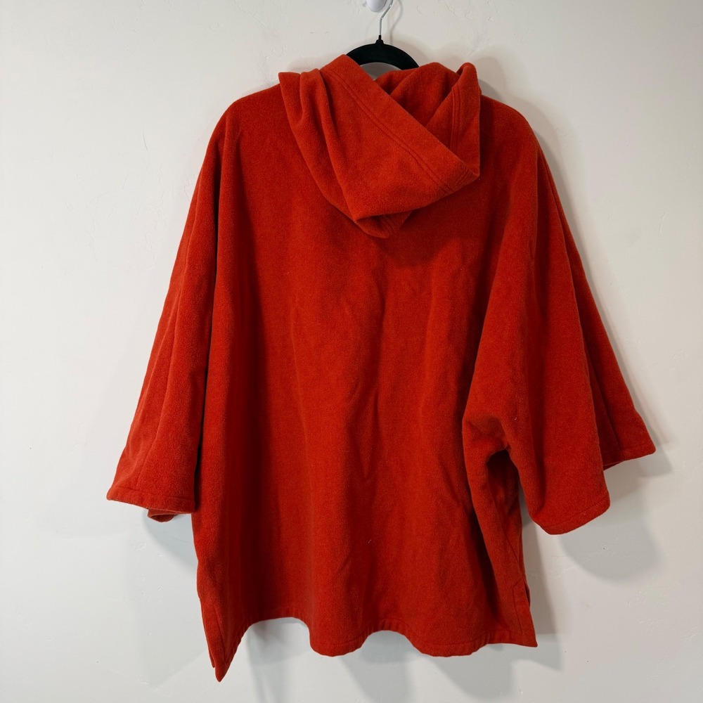 Eileen Fisher Womens Melton Hooded Wool Jacket 2X Orange Red Italian Fabric - Picture 2 of 8